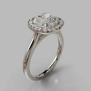 Cushion Cut Halo Side Stone Lab Grown Diamond Engagement Ring