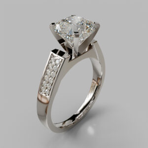 Cushion Cut Pave Lab Grown Diamond Engagement Ring