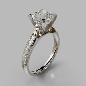 Cushion Cut Pave Lab Grown Diamond Engagement Ring