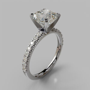 Cushion Cut Pave Lab Grown Diamond Engagement Ring