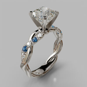 Cushion Cut Pave Twist Lab Grown Diamond Engagement Ring