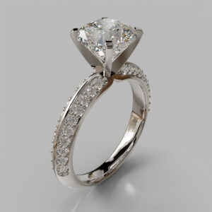 Cushion Cut Pave Twist Lab Grown Diamond Engagement Ring