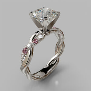Cushion Cut Side Stone Twist Lab Grown Diamond Engagement Ring