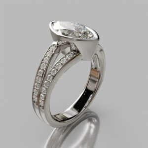 Marquise Cut Halo Split Shank Pave Lab Grown Diamond Engagement Ring