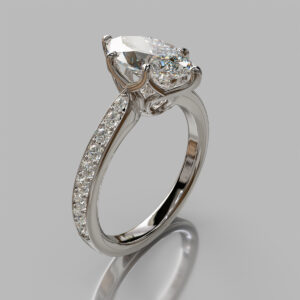 Marquise Cut Pave Side Stone Lab Grown Diamond Engagement Ring