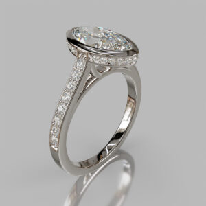 Marquise Cut Pave Side Stone Lab Grown Diamond Engagement Ring