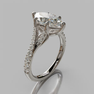 Marquise Cut Pave Split Shank Lab Grown Diamond Engagement Ring