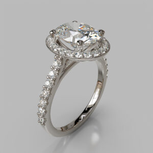 Oval Cut Halo Pave Lab Grown Diamond Engagement Ring