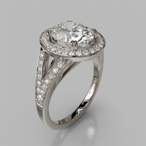 Oval Cut Halo Split Shank Pave Lab Grown Diamond Engagement Ring