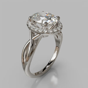 Oval Cut Hidden Halo Solitaire Lab Grown Diamond Engagement Ring