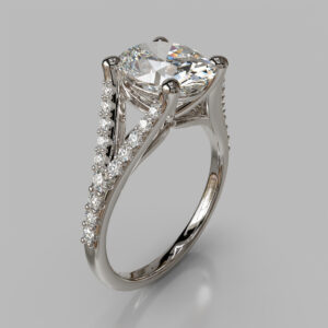 Oval Cut Pave Split Shank Lab Grown Diamond Engagement Ring