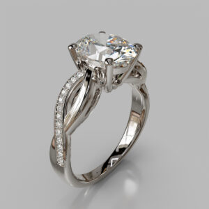 Oval Cut Pave Twist Lab Grown Diamond Engagement Ring