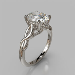 Oval Cut Twist Solitaire Lab Grown Diamond Engagement Ring