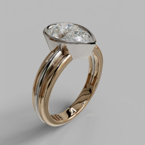 Reese Pear Cut Bezel Solitaire Lab-Grown Diamond Engagement Ring - Two-Tone Rose Gold