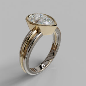 Reese Pear Cut Bezel Solitaire Lab-Grown Diamond Engagement Ring - Two-Tone White Gold