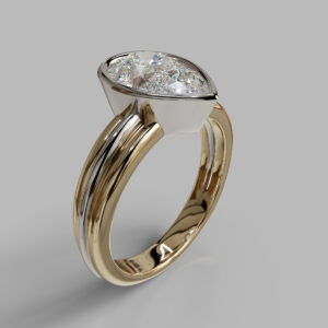 Reese Pear Cut Bezel Solitaire Lab-Grown Diamond Engagement Ring - Two-Tone Yellow Gold