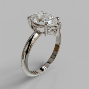 Lumen Pear Cut Bezel Solitaire Lab-Grown Diamond Engagement Ring - White Gold