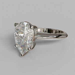 Lumen Pear Cut Bezel Solitaire Lab-Grown Diamond Engagement Ring - White Gold - Side View
