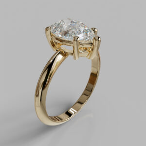 Lumen Pear Cut Bezel Solitaire Lab-Grown Diamond Engagement Ring - Yellow Gold