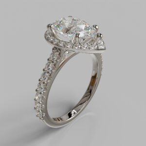 Mavis Pear Cut Halo Side Stone Lab-Grown Diamond Engagement Ring - White Gold