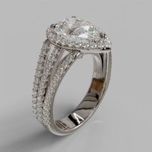 Sora Pear Cut Halo Side Stone Lab-Grown Diamond Engagement Ring - White Gold