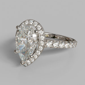 Mavis Pear Cut Halo Side Stone Lab-Grown Diamond Engagement Ring - White Gold - Side View