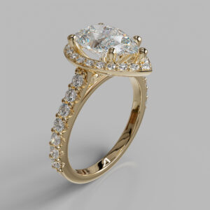 Mavis Pear Cut Halo Side Stone Lab-Grown Diamond Engagement Ring - Yellow Gold