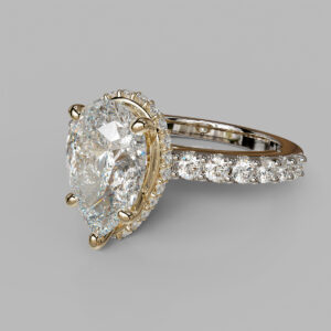 Maeve Pear Cut Hidden Halo Side Stone Lab-Grown Diamond Engagement Ring - Two-Tone White Gold - Side View