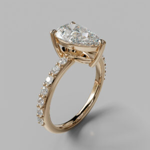 Aster Pear Cut Side Stone Lab-Grown Diamond Engagement Ring - Rose Gold