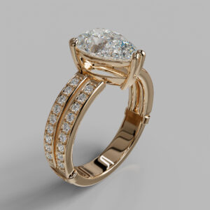 Capri Pear Cut Side Stone Lab-Grown Diamond Engagement Ring - Rose Gold