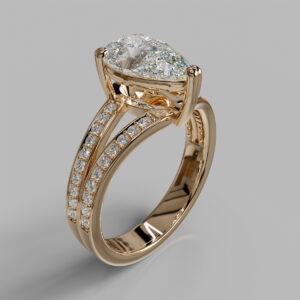 Dione Pear Cut Side Stone Lab-Grown Diamond Engagement Ring - Rose Gold