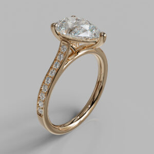 Ember Pear Cut Side Stone Lab-Grown Diamond Engagement Ring - Rose Gold