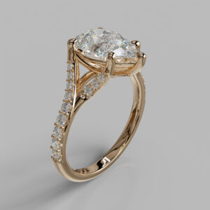 Juno Pear Cut Side Stone Lab-Grown Diamond Engagement Ring - Rose Gold