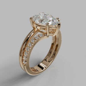 Oona Pear Cut Side Stone Lab-Grown Diamond Engagement Ring - Rose Gold