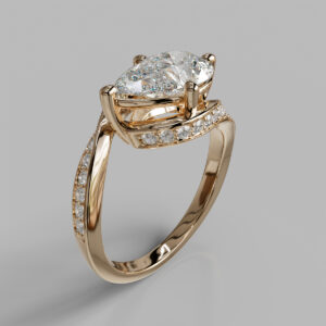 Yara Pear Cut Side Stone Lab-Grown Diamond Engagement Ring - Rose Gold