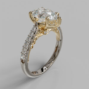 Haven Pear Cut Side Stone Lab-Grown Diamond Engagement Ring - Two-Tone White Gold