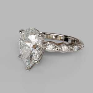 Pippa Pear Cut Side Stone Lab-Grown Diamond Engagement Ring - Two-Tone White Gold - Side View