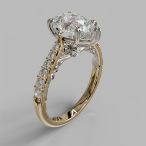 Haven Pear Cut Side Stone Lab-Grown Diamond Engagement Ring - Two-Tone Yellow Gold