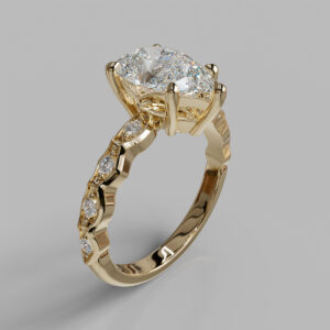 Pippa Pear Cut Side Stone Lab-Grown Diamond Engagement Ring - Two-Tone Yellow Gold