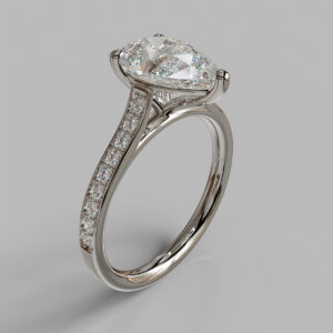 Ember Pear Cut Side Stone Lab-Grown Diamond Engagement Ring - White Gold
