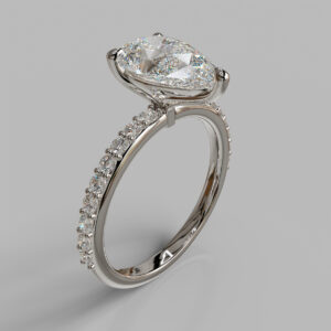 Kaori Pear Cut Side Stone Lab-Grown Diamond Engagement Ring - White Gold