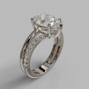 Oona Pear Cut Side Stone Lab-Grown Diamond Engagement Ring - White Gold
