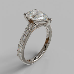 Uma Pear Cut Side Stone Lab-Grown Diamond Engagement Ring - White Gold
