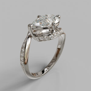 Yara Pear Cut Side Stone Lab-Grown Diamond Engagement Ring - White Gold