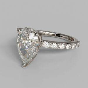 Aster Pear Cut Side Stone Lab-Grown Diamond Engagement Ring - White Gold - Side View