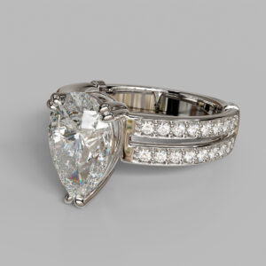 Capri Pear Cut Side Stone Lab-Grown Diamond Engagement Ring - White Gold - Side View