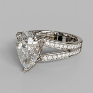 Dione Pear Cut Side Stone Lab-Grown Diamond Engagement Ring - White Gold - Side View
