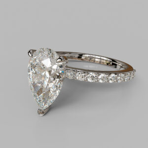 Kaori Pear Cut Side Stone Lab-Grown Diamond Engagement Ring - White Gold - Side View