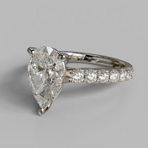 Uma Pear Cut Side Stone Lab-Grown Diamond Engagement Ring - White Gold - Side View