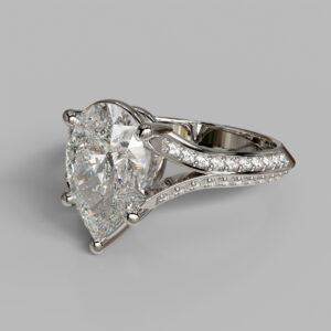 Xanthe Pear Cut Side Stone Lab-Grown Diamond Engagement Ring - White Gold - Side View